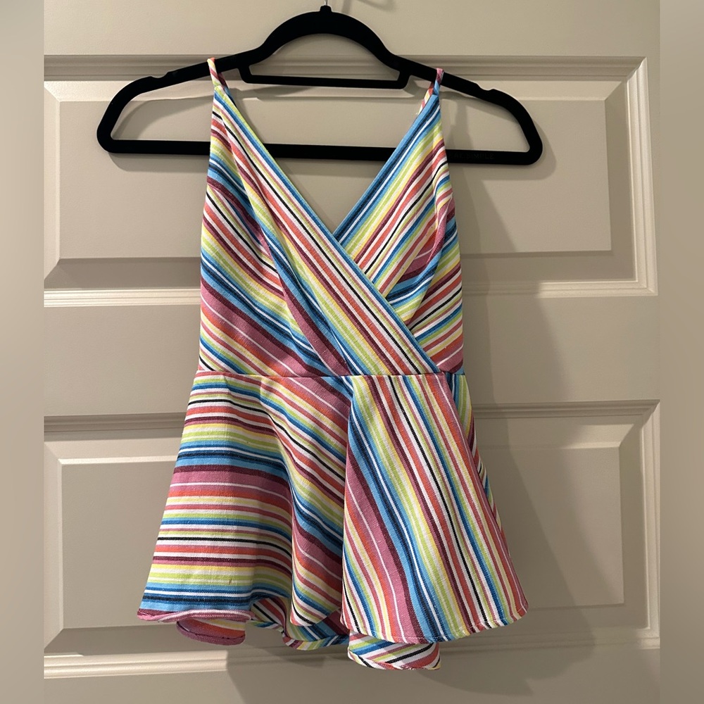DO+BE Multicolor Striped Peplum Tank